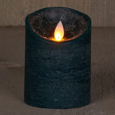 Anna's Collection Stompkaars - 2x - LED - antiek groen - H10 cm - bewegende vlam - kaars
