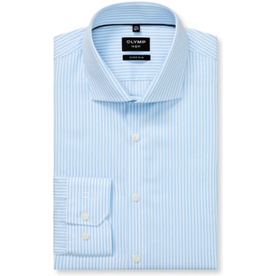 OLYMP No. 6 Six super slim fit overhemd - popeline - lichtblauw gestreept - Strijkvriendelijk - Boordmaat: 41 (EU maat: L)