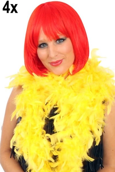 4x Boa geel 180 cm. 50 gram - Carnaval thema feest party fun gala