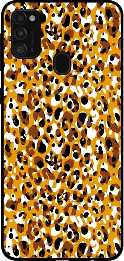 Smartphonica Telefoonhoesje voor Samsung Galaxy M21 met panterprint - TPU backcover met luiaardprint - Bruin geschikt voor Samsung Galaxy M21