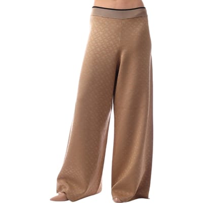 Boss Filara geometrische palazzo-broek met wijde pijpen voor dames (Medium Beige)