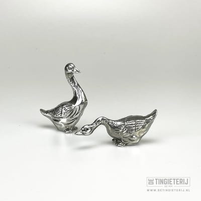 Ganzen set - Cadeau ganzenhoedster - Jachttrofee - Unieke miniatuur dieren - Miniatuur gans