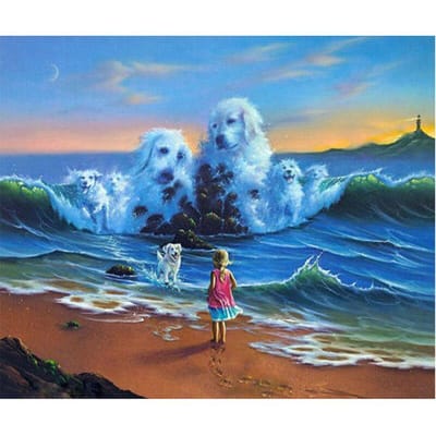 Diy diamant schilderij cartoon dier strand hond kruissteek landschap diamant borduurwerk thuis ambachten 20X30CM