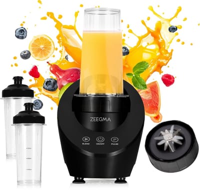 Zeegma Vitamine Ferro – Magnetische Blender met Fles – Waterdicht & Krachtig – Pulsefunctie – 2x 600ml Flessen – RVS Messen – Stille & Duurzame Werking – Eenvoudig Schoonmaken – Compact & Draagbaar