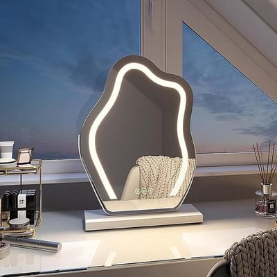 Make-upspiegel LED - Verlichte Spiegel - Dagelijkse Verzorging - 360° Draaibaar - 30-65cm - Wit Zwart Goud