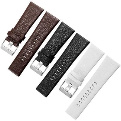 longziming -Horlogeband – Echt Leer – Zwart, Bruin, Wit – Comfortabele Pasvorm – Duurzame Gesp – Klassieke Look – Eenvoudig te Verwisselen