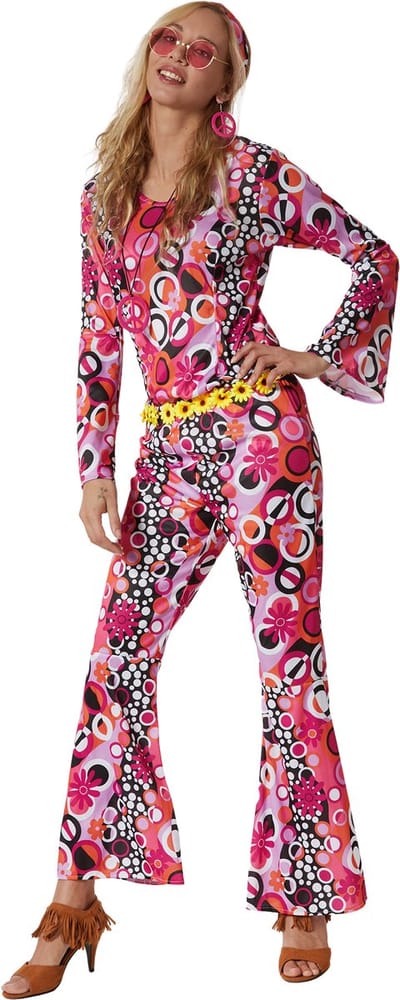 dressforfun - dameskostuum hippie flowerpower - S - Verkleedkleding carnaval - Halloween - Verkleden - Feestkleding - Carnavalskleding - Feest - Partykleding