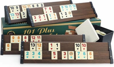 Okey Speelset - Rummi Rummy - Gezellig Spelen - Melamine Stenen - 42 cm - Bruin