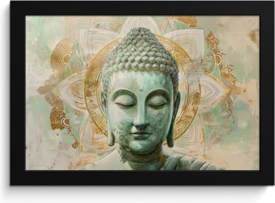 Poster in lijst - Fotolijst 30x20 cm - Posters - Buddha - Mandala - Modern - Spiritualiteit - Posterlijst zwart - Decoratie - Wanddecoratie woonkamer - Muurdecoratie slaapkamer
