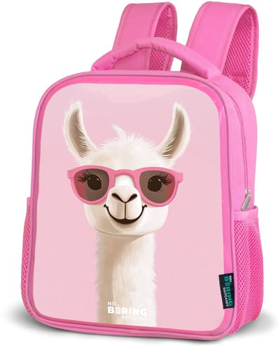 NoBoringSuitcases.com® - Rugzak roze - Schooltas meisjes - Lama - Wit - Zonnebril - Wimpers - Kinder rugtas meisje - Boekentas kind - Kinderrugzak voor school - Schoolrugzak
