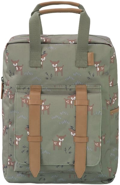 Fresk Grote Rugzak voor kinderen 5-7 jaar - 9,3 L - Schooltas Kind Jongens - Verstelbare Schouderbanden - Waterafstotende Rugtas - Groen - Deer Olive
