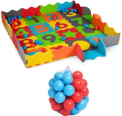 Let's Play Speelmat Baby Foam - 3-in-1 - Puzzelmat en Ballenbak - Speelkleed - 36-Delig