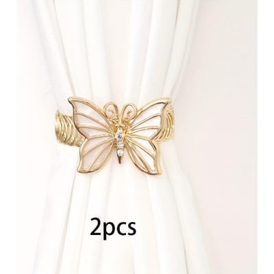 2 pièces Pinces à Rideaux Papillon Printanières Élégantes Minimalistes, Conception Sans Perçage beige