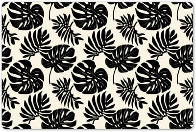 Placemats 45x30 cm - Placemat kunststof - 1 stuk - Modern - Monstera - Zwart - Borden onderleggers - Decoratie voor op tafel - Keuken tafeldecoratie accessoires - Vinyl onderlegger - Tafelversiering
