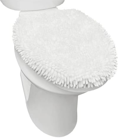 Luxe Pluche Chenille Shag Toilet Deksel Cover - 47 cm x 49,8 cm - Wit