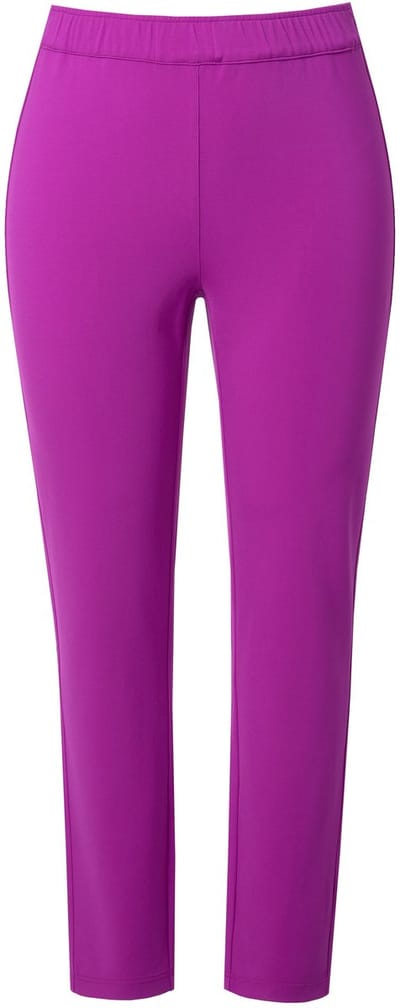 Ulla Popken - Dames - Punto-broek Sienna smalle pijp elastische tailleband - Bes - Maat 42