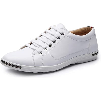 Heren Maat38-48 Casual Ademende Witte Sneaker Leer Rijschoenen Wandelschoenen voor Heren Skate Comfortabel Stijlvol voor Dagelijks Gebruik 38 white