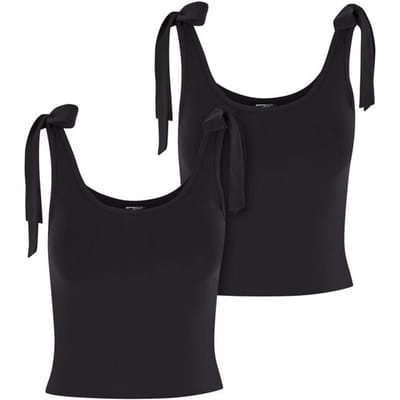 Urban Classics Tied Basic Jersey Top (Set van 2) Vrouwen Dames Top - zwart - XS