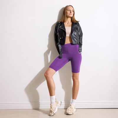 Merry Style MS-MS10-145-LE Dames Leggings - Sport - Vrijetijdsbroek - Kort - Viscose - Sporbroek - Yogabroek - Paars - XS
