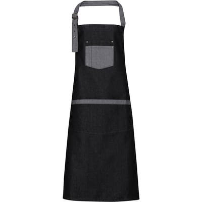 Premier Unisex Domein Contrast Denim Bib Schort (Zwarte denim)