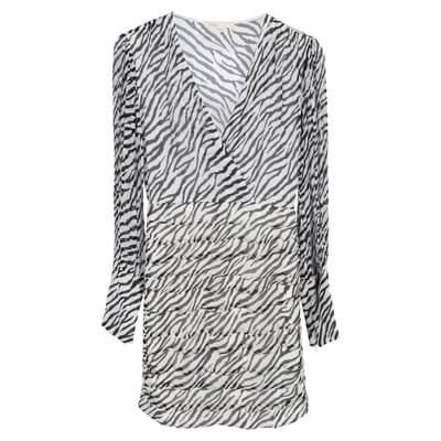 Maje Ribane mini-jurk met zebraprint in zwart-witte viscose