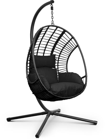 Swoods XXL Egg Hangstoel met Standaard – Hangstoel voor Buiten en Binnen – Egg Chair – Ei Stoel – tot 150 kg – Incl. Kussens
