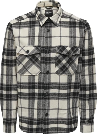 Only & Sons Overhemd Onsmilo Life Ovr Check Ls Shirt Noo 22026313 Cloud Dancer Mannen Maat - S