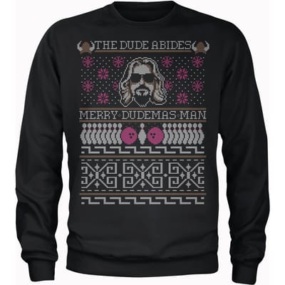 The Dude Abides Merry Dudemas Man Kersttrui - Zwart - L