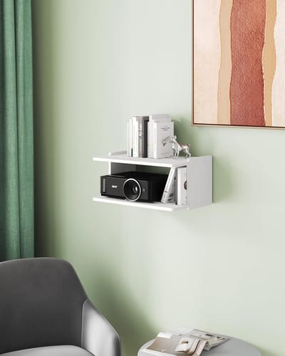 Projector Wandplank - Zwevende Montage - Home Cinema - Ruimtebesparend Ontwerp - 348 x 17 x 239 cm - Wit