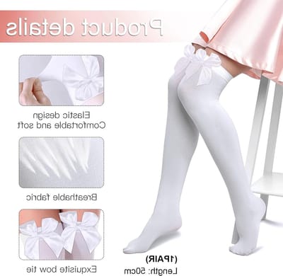 Elegante Overknee Kousen voor Dames met Strik, Satijnen Thigh High Sokken, Perfect voor Feestjes en Speciale Gelegenheden