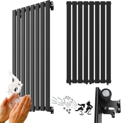 Granitan Handdoekradiator Ferro - 110x60cm - Zwart - verticale radiator - Badkamer Verwarming Radiator