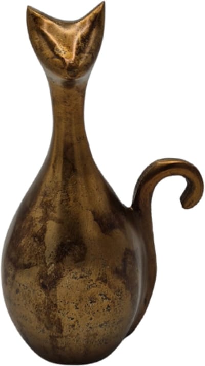 Urnenspecialist® - Urn - Kat - Katten urn - Poezen Urn - Antiek Goud - Gold - Mini Urn - As Urn - Crematie Urn - 21cm - 325ml - Aluminium Urn