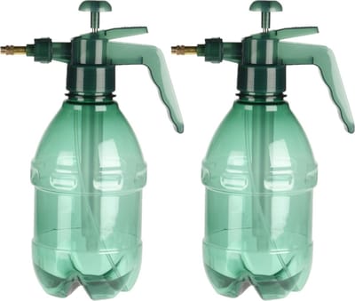Set van 2x stuks kunststof drukspuiten/plantensproeiers groen 1,5 L - Waterverstuivers