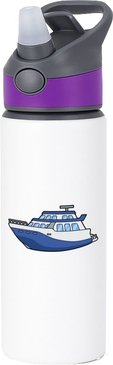 Hacebo® - yacht waterfles met rietje paars - Boten - Schippers - Boot - yachten - kapitein - water fles - 650ML