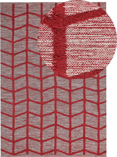 SIVAS - Laagpolig vloerkleed - Rood - 140 x 200 cm - Katoen