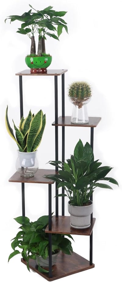 Famanu - Bloemenstandaard zwart, geschikt voor binnen en buiten, 21 × 9 cm