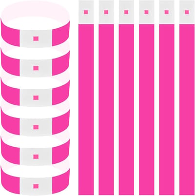 600 Stuks Toegangsbanden, Afdrukbare Feestbanden, Waterdichte Festivalarmbanden, Plastic Polsbandjes voor Evenementen, Controlebanden, 25 x 2 cm (Roze)