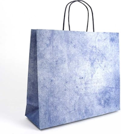 Draagtassen Gerecycled Papier - Blauw - Urban Denim - 32 + 10 x 27 cm – 50 Stuks