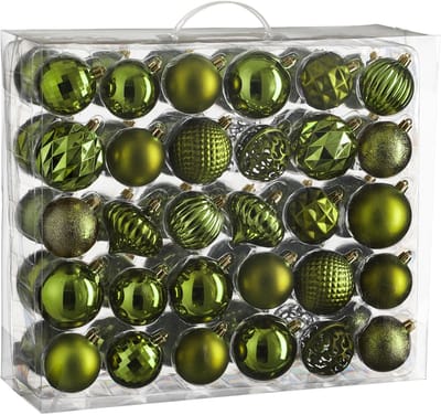 House of Seasons Kerstballen Set - 60 Stuks - Ø7 cm - Onbreekbaar - Donkergroen