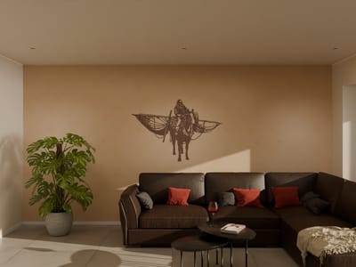 Houten wanddecoratie - Wooden wall decoration | Paardenvisser 45cm x 30cm Horse fisher | Donker hout - Dark wood | Muurdecoratie - Wall art - Design Wandfiguur - Paarden - Visser - Noordzee - Oostduinkerke - Echt Hout - Real Wood