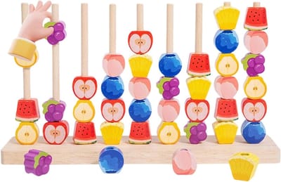 Houten blokken - Puzzel spel - Vormen sorteren - Creatieve verkenning - 30.8 x 7.3 x 17.5 cm - Multicolor