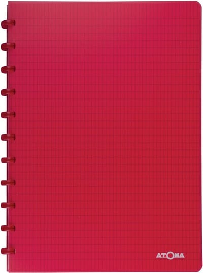 Atoma Trendy schrift, ft A4, 144 bladzijden, commercieel geruit, transparant rood 10 stuks