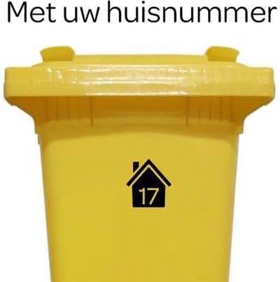 Klikosticker - met uw huisnummer - zwart - container sticker - kliko stickers - 9,5 cm x 10 cm - cijfersticker - vuilnisbaksticker - Familiestickers