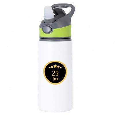 Hacebo® - 25 jaar waterfles met rietje groen - iemand die 25 jaar is geworden of 25 jaar lang een relatie hebben of getrouwd zijn - verjaardagscadeau - verjaardag - cadeau - kado - geschenk - gift - relatie - water fles - 650ML