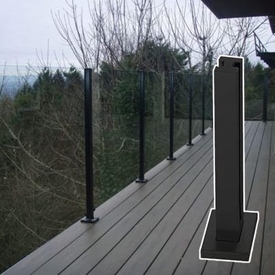 Balustrade paal - Vierkante paal - Veiligheid buiten - Roestvrij staal - 5x5 cm - Zwart