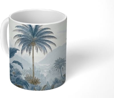 Mok - Koffiemok - Jungle - Modern - Blauw - Groen - Mokken - 350 ML - Beker - Koffiemokken - Theemok