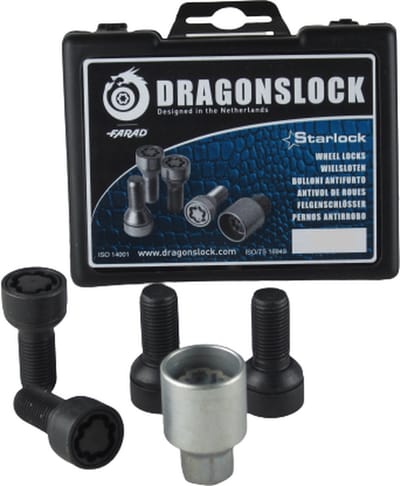 Velgenslot - Wielslot geschikt voor de Mercedes SL vanaf 05/2006 - Zwart - Merk Dragonslock - Verzinkt - Zwart Gecoat