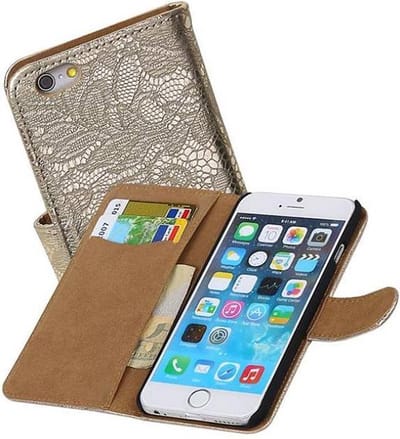 Bloem Bookstyle Hoesje - Wallet Case Telefoonhoesjes - Geschikt voor iPhone 6 Goud