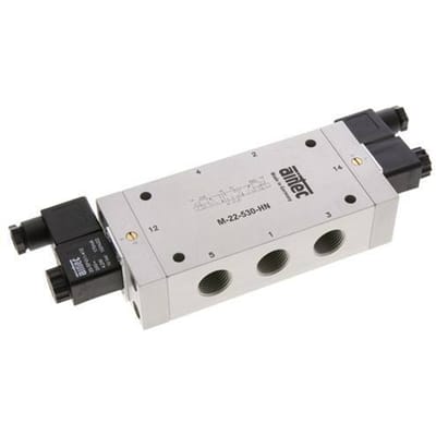 5/3 G1/2'' Midden Gesloten Magneetventiel 24V AC 3-10bar/42-140psi Airtec