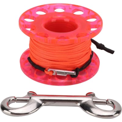 Moulinet à doigt pour plongée avec clip en acier inoxydable Ligne orange de 30 m pour l'exploration de grottes sous-marines, d'épaves, la pêche Red Pulley red
